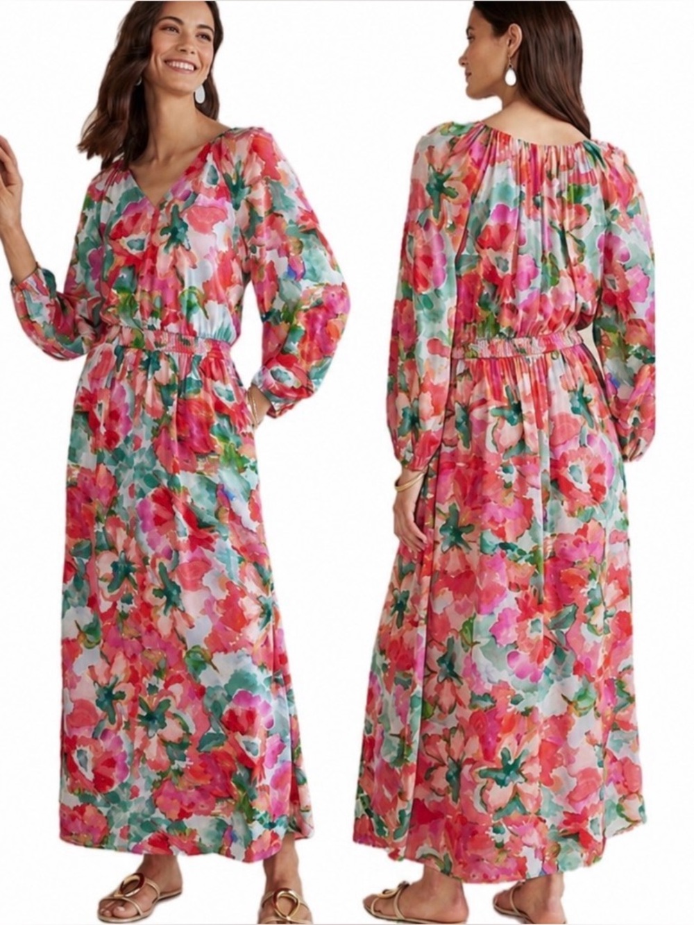 Soft Surroundings, NWT Evelina Maxi Dress tropical flower, size XL